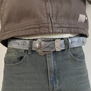Y2k western grey floral cowboy